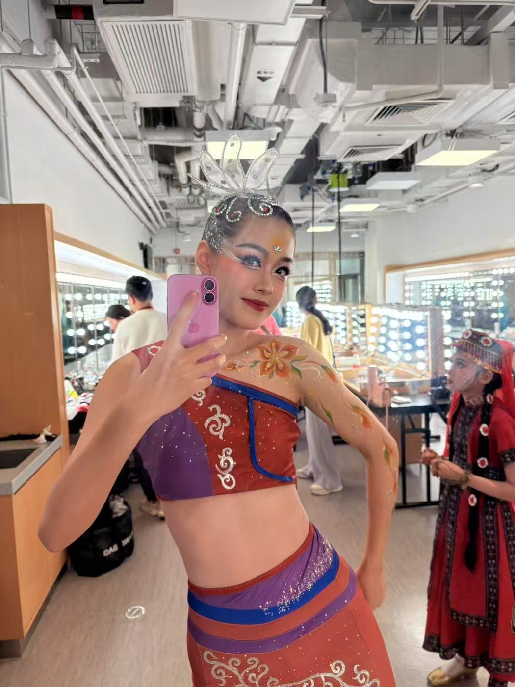 Backstage selfie in Dai dance costume and stage make-up.